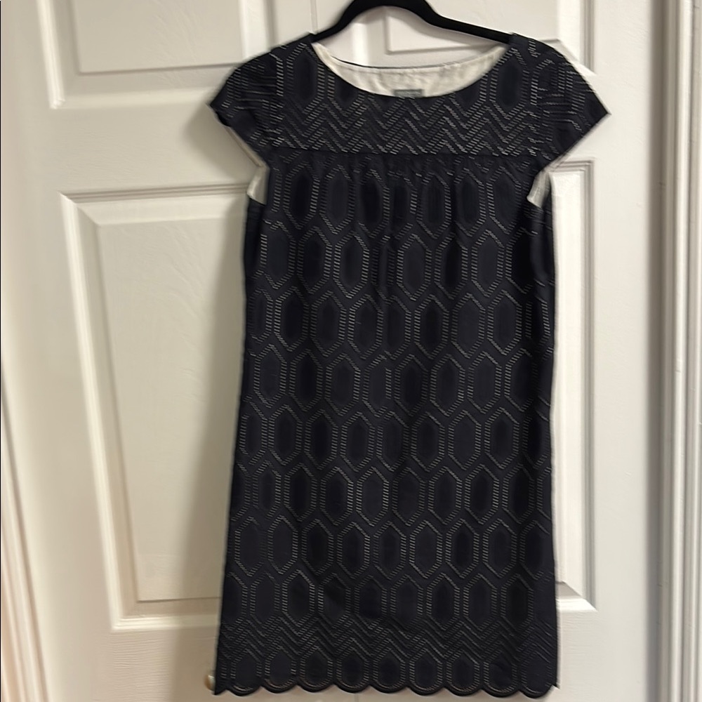 Ann Taylor Navy Sheath Dress Cap Sleeve Crew Neck